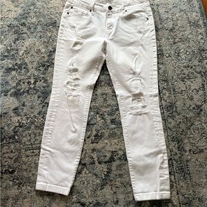 Stylish White Distressed Women's Jeans